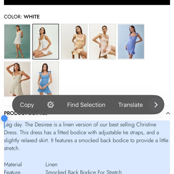 Reformation Ivory Mini Dress with Bow Details - Picture 6 of 8